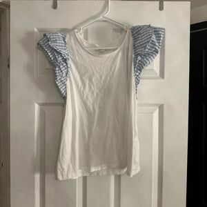 Charter Club White Flutter Sleeve Ruffled T-Shirt